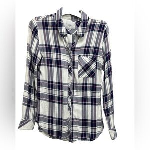 Rails Hunter White Navy Orchid Plaid flannel Button-Down Shirt  XS